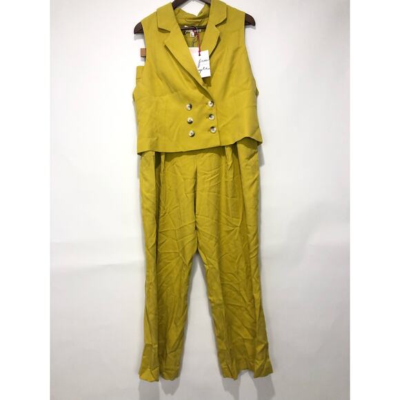 Free People Womens Gabbie Vest Suit Set Yellow Size 14 $308 - Picture 7 of 15